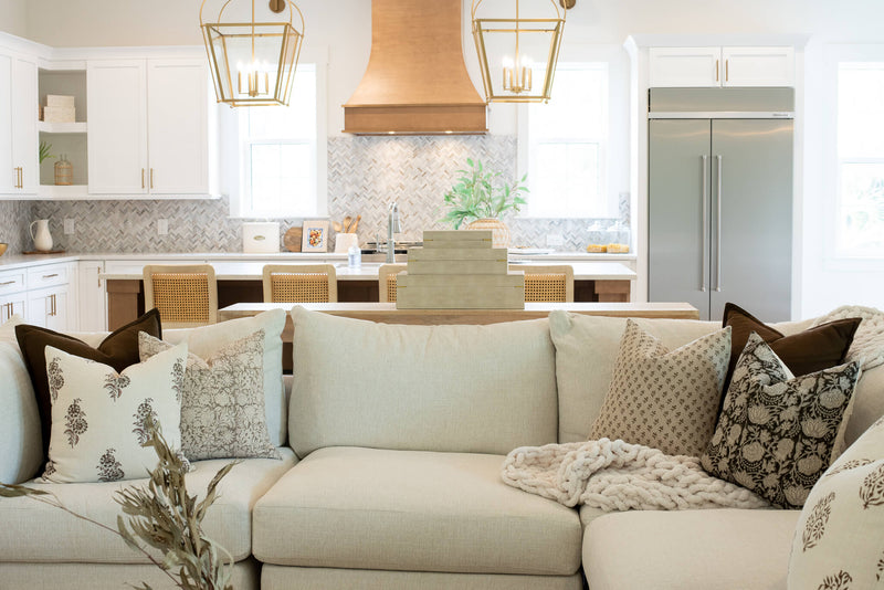 Auburn Floral Block Printed Pillow Cover | Brown