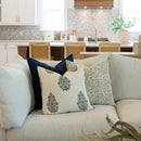 Azure Floral Block Printed Pillow Cover | Blue by Apartment No.3
