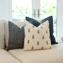 Marla Floral Block Printed Pillow Cover | Blue and Mustard by Apartment No.3