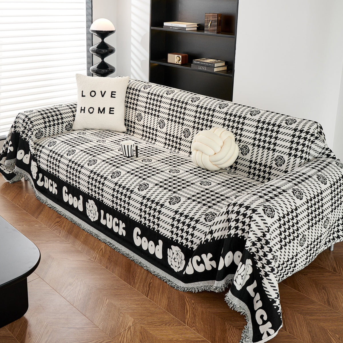 Chenille Houndstooth Sofa Throw Cover, Scratch Proof Cozy Throw Blankets for Couch, photo 19 of 40