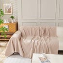 Solid Color Chenille Sofa Throw Blanket, Modern Decor Soft Couch Cover with Fringes