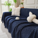 Solid Color Chenille Sofa Throw Blanket, Modern Decor Soft Couch Cover with Fringes