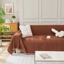 Solid Color Chenille Sofa Throw Blanket, Modern Decor Soft Couch Cover with Fringes