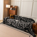 Modern Boho Chenille Sofa Cover Throw Blanket, Abstract Geometric Pattern Couch Cover