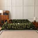 Modern Boho Chenille Sofa Cover Throw Blanket, Abstract Geometric Pattern Couch Cover