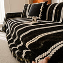 Boho Couch Throw Blanket with Textured Stripes, Sofa Cover for Living Room Decor