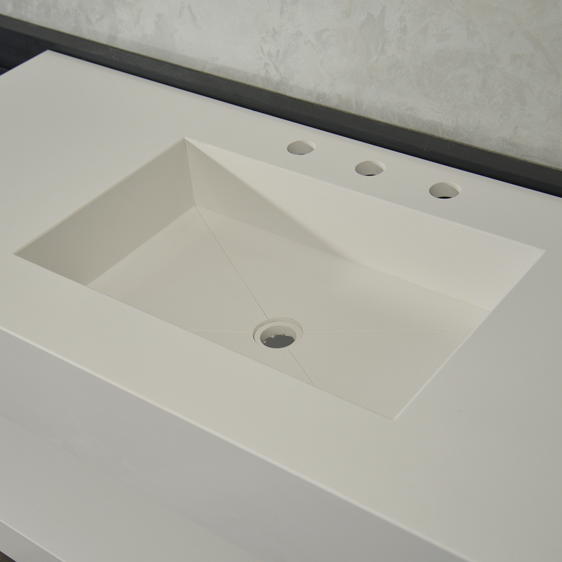 Handcrafted White Polished Engineered Quartz Sink With Shelf, photo 11 of 11