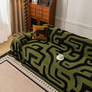 Modern Boho Chenille Sofa Cover Throw Blanket, Abstract Geometric Pattern Couch Cover