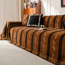 Boho Couch Throw Blanket with Textured Stripes, Sofa Cover for Living Room Decor