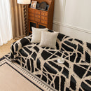Modern Chenille Bold Abstract Pattern Sofa Cover, Artistic Decorative Furniture Cover