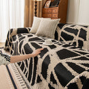Modern Chenille Bold Abstract Pattern Sofa Cover, Artistic Decorative Furniture Cover