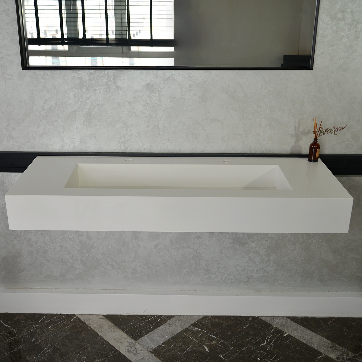 White Quartz Monolithic Contemporary Trough Sink - Handcrafted, photo 8 of 10