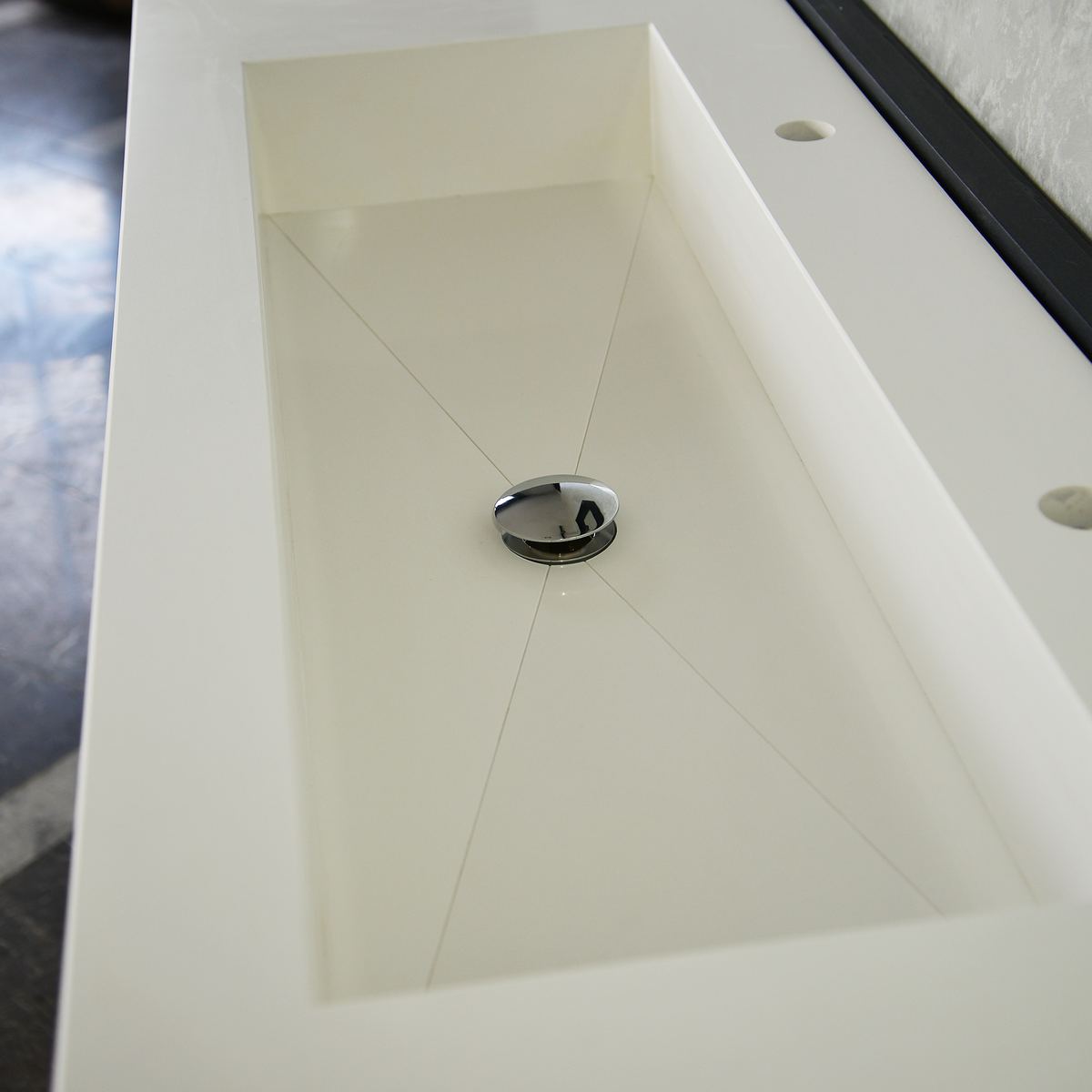 White Quartz Monolithic Contemporary Trough Sink - Handcrafted, photo 9 of 10