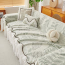 Farmhouse Ruffled Lace Sofa Slipcover Vintage Furniture Protector with Botanical Print
