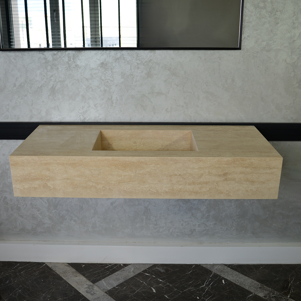 Travertine Handcrafted Custom Artisan Natural Stone Bathroom Vanity Sink, photo 7 of 7