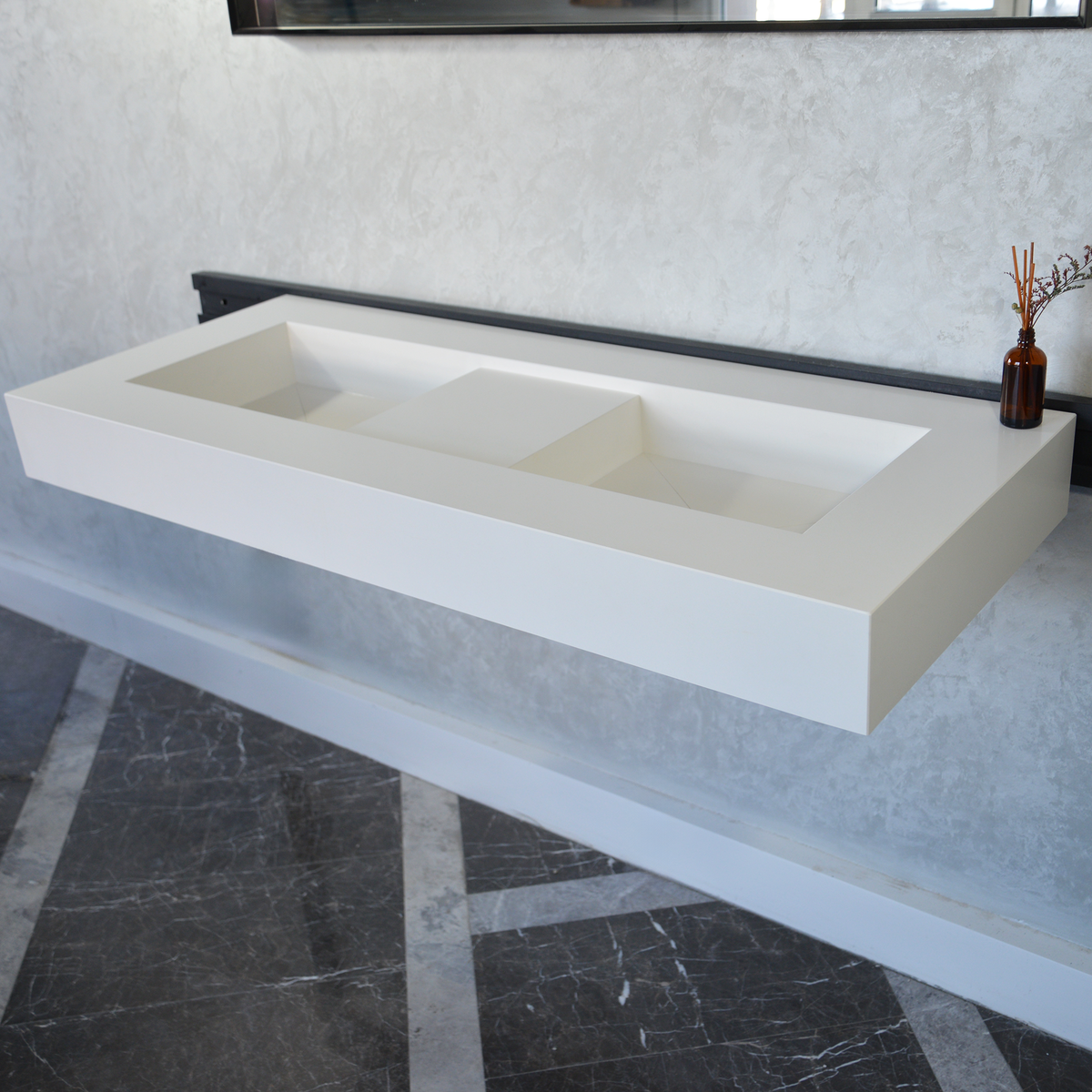White Quartz Double Undermount Kitchen Sink - Custom Crafted, photo 12 of 15