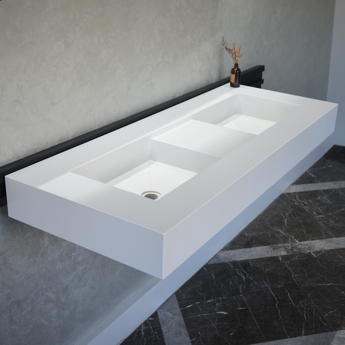 White Quartz Double Undermount Kitchen Sink - Custom Crafted, photo 10 of 15