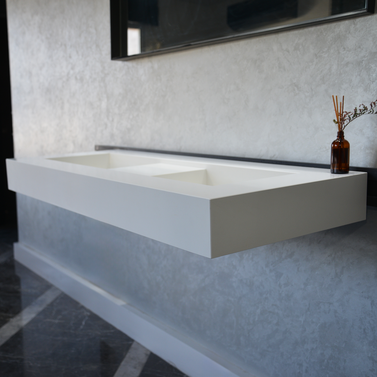 White Quartz Double Undermount Kitchen Sink - Custom Crafted, photo 8 of 15