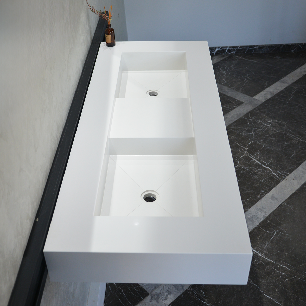 White Quartz Double Undermount Kitchen Sink - Custom Crafted, photo 6 of 15