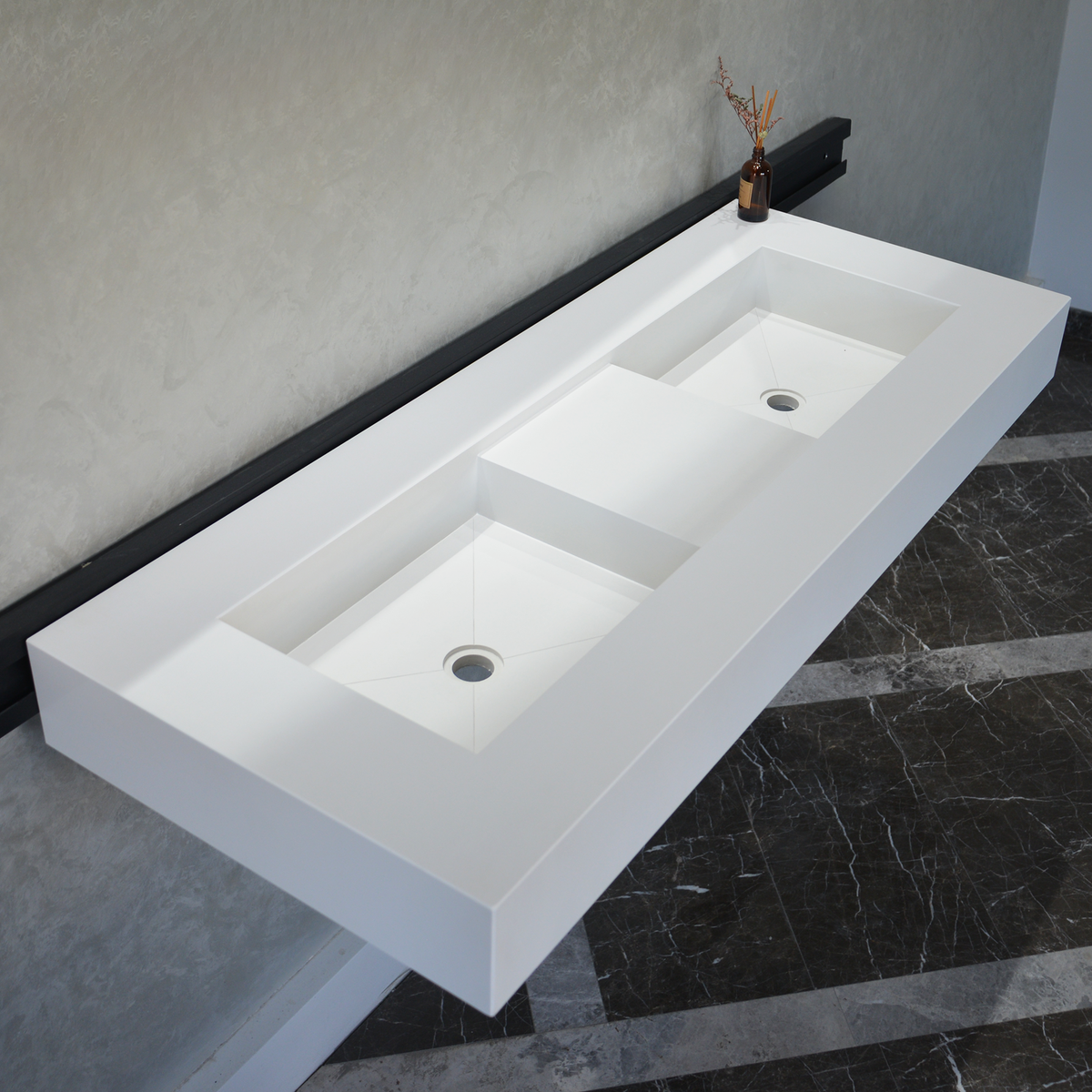 White Quartz Double Undermount Kitchen Sink - Custom Crafted, photo 5 of 15
