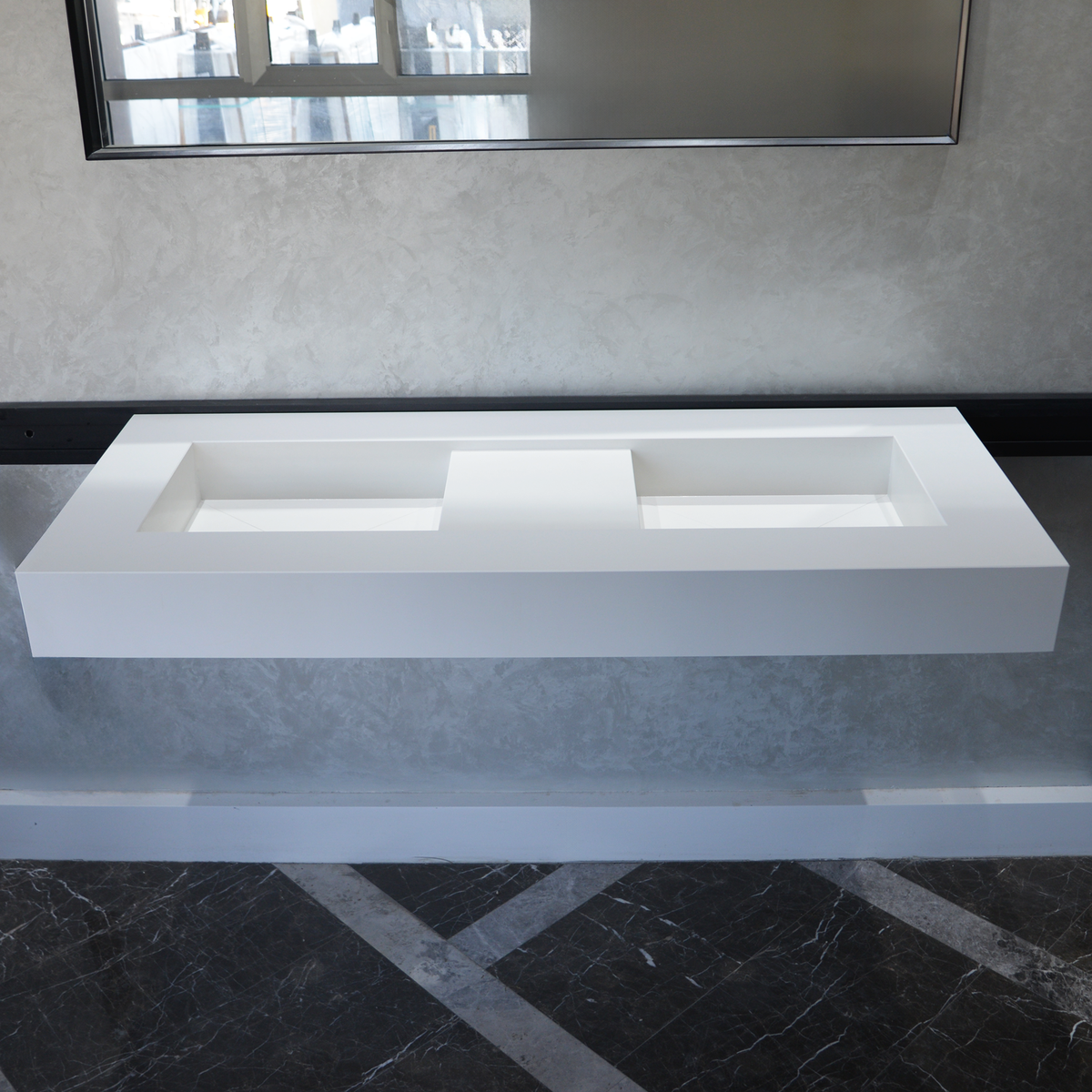 White Quartz Double Undermount Kitchen Sink - Custom Crafted, photo 4 of 15
