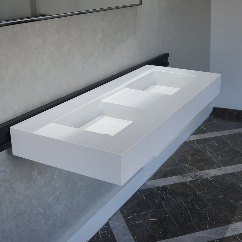 White Quartz Double Undermount Kitchen Sink - Custom Crafted, photo 2 of 15