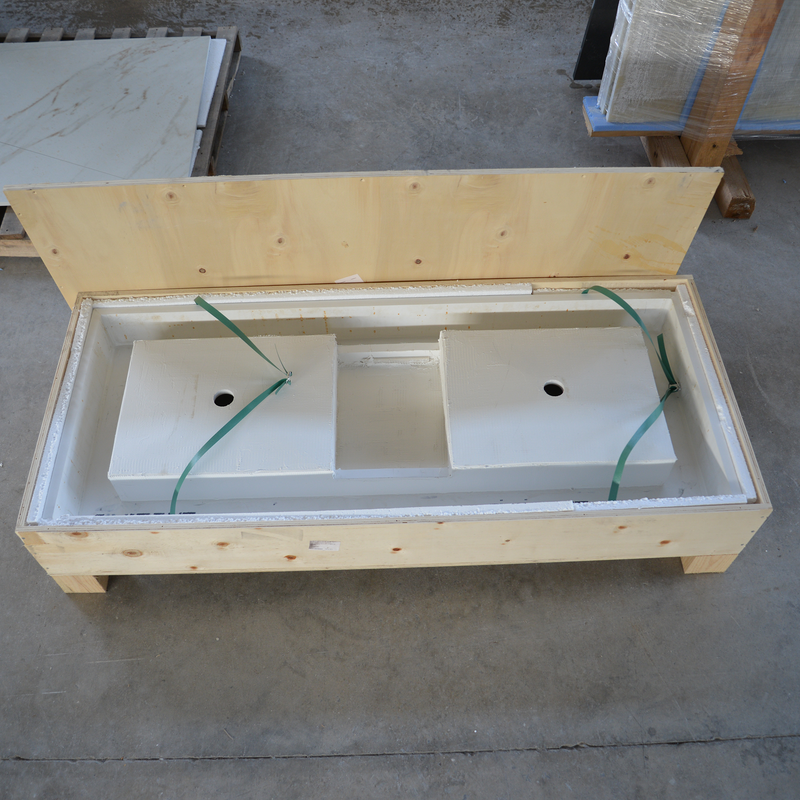 White Quartz Double Undermount Kitchen Sink - Custom Crafted, photo 15 of 15