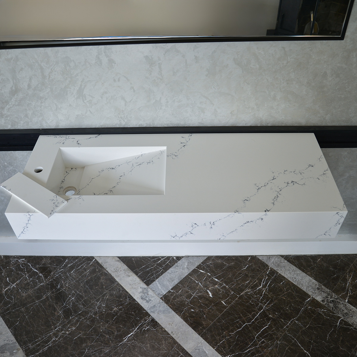 White Engineered Quartz Thunder Sink - Custom Handcrafted Design, photo 2 of 9