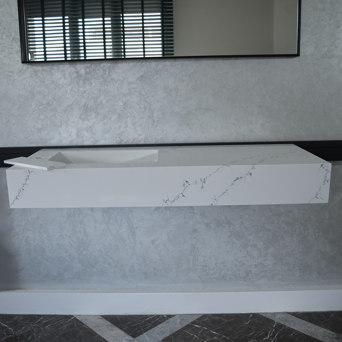 White Engineered Quartz Thunder Sink - Custom Handcrafted Design, photo 4 of 9