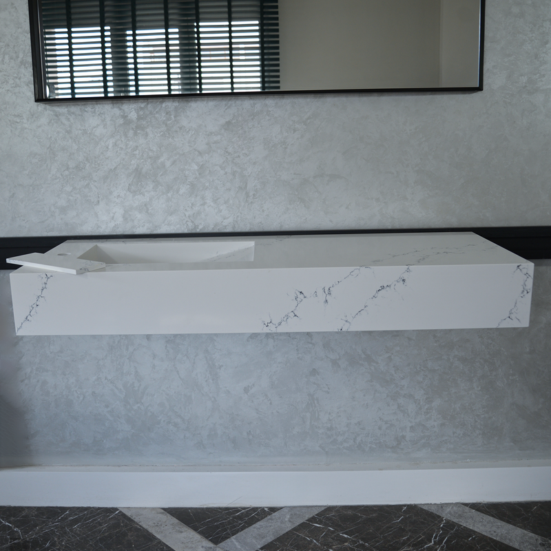 White Engineered Quartz Thunder Sink - Custom Handcrafted Design, photo 4 of 9