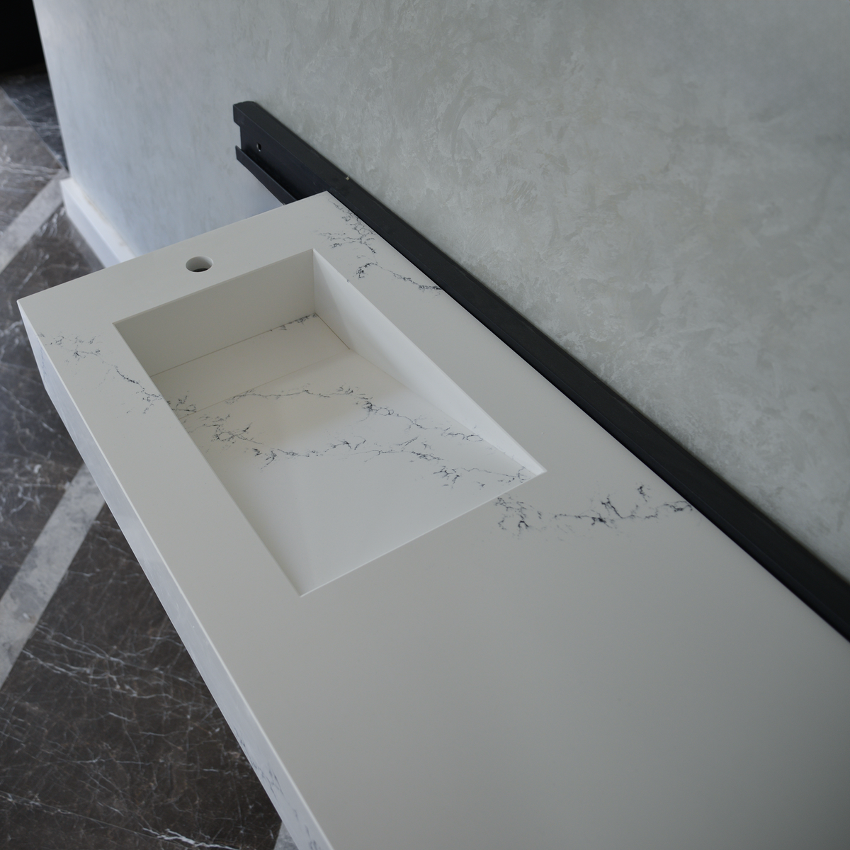 White Engineered Quartz Thunder Sink - Custom Handcrafted Design, photo 8 of 9