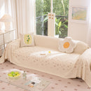Cooling Ice Silk Sofa Cover Blanket, Floral Soft Silky Breathable Couch Throw Cover