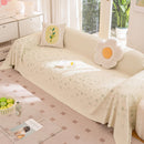 Cooling Ice Silk Sofa Cover Blanket, Floral Soft Silky Breathable Couch Throw Cover