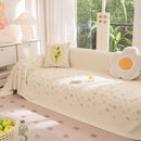 Cooling Ice Silk Sofa Cover Blanket, Floral Soft Silky Breathable Couch Throw Cover