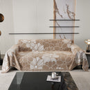 Chenille Jacquard Sofa Throw Cover with Tassels, All-Season Furniture Protector for Home and Office