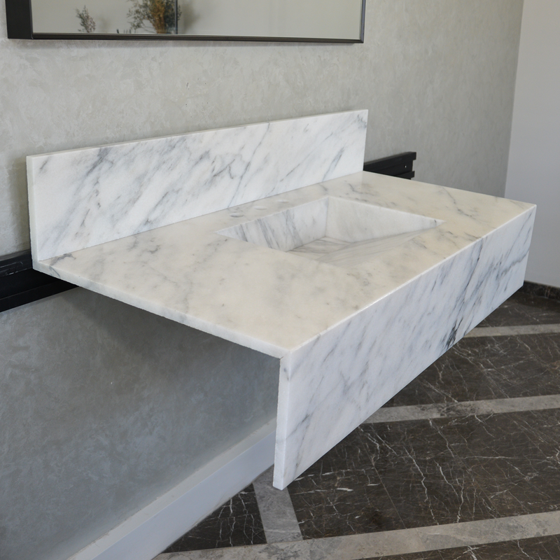Calacatta Viola White Marble Handcrafted Sink - Sculptural Design, photo 2 of 10
