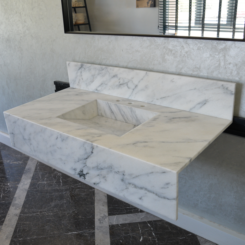 Calacatta Viola White Marble Handcrafted Sink - Sculptural Design, photo 3 of 10