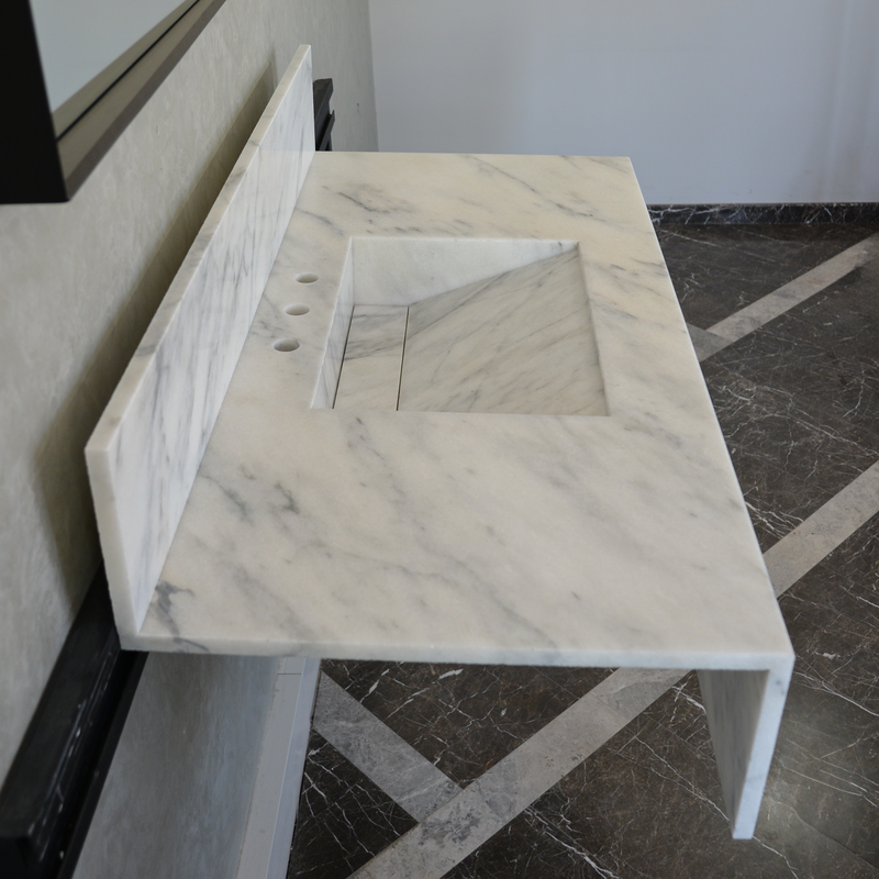 Calacatta Viola White Marble Handcrafted Sink - Sculptural Design, photo 6 of 10