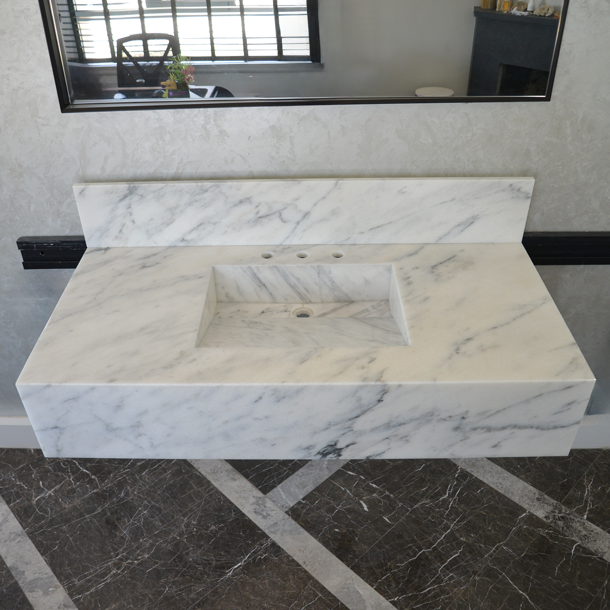 Calacatta Viola White Marble Handcrafted Sink - Sculptural Design, photo 7 of 10