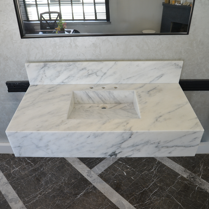 Calacatta Viola White Marble Handcrafted Sink - Sculptural Design, photo 7 of 10