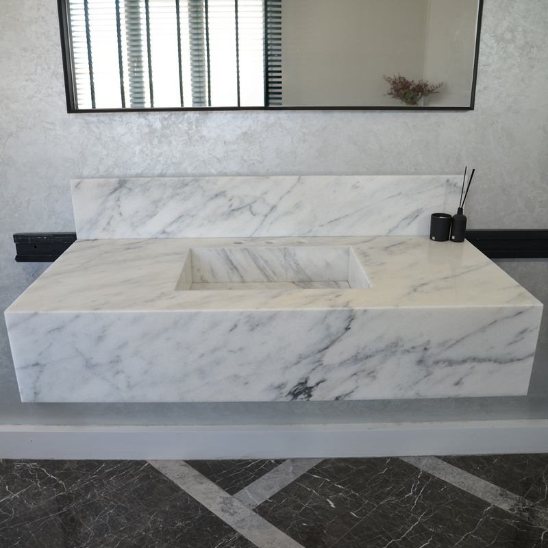 Calacatta Viola White Marble Handcrafted Sink - Sculptural Design, photo 8 of 10