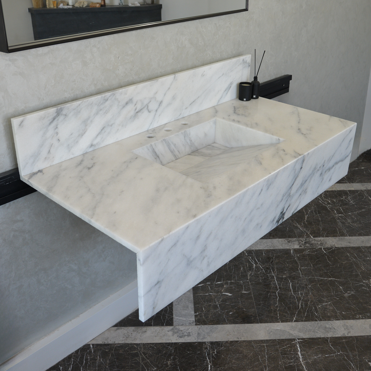 Calacatta Viola White Marble Handcrafted Sink - Sculptural Design, photo 9 of 10