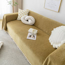 Boho Herringbone Sofa Throw Blanket with Pom Pom Tassels Stylish Furniture Slipcover