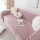 Boho Herringbone Sofa Throw Blanket with Pom Pom Tassels Stylish Furniture Slipcover