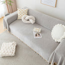 Boho Herringbone Sofa Throw Blanket with Pom Pom Tassels Stylish Furniture Slipcover