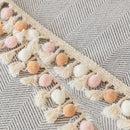 Boho Herringbone Sofa Throw Blanket with Pom Pom Tassels Stylish Furniture Slipcover
