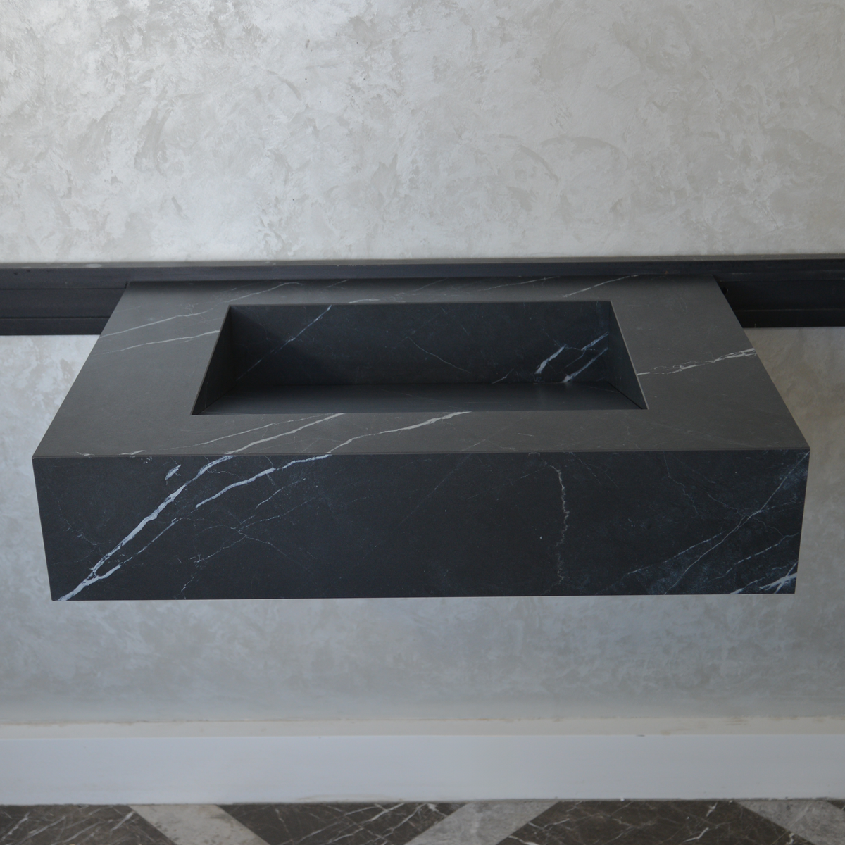Nero Marquinia Black Engineered Stone Sink Handcrafted High Gloss Modern Designs