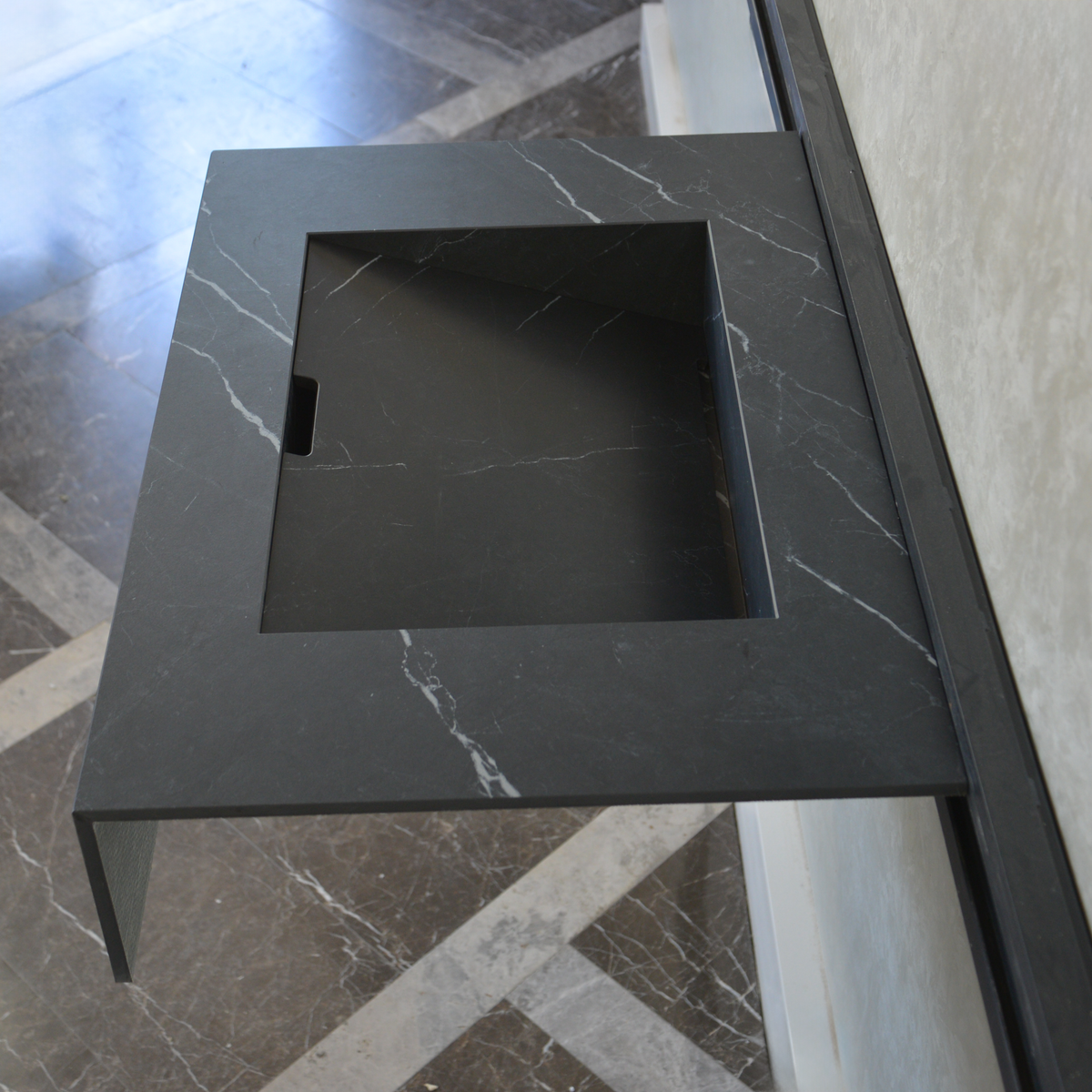 Nero Marquinia Black Engineered Stone Sink Handcrafted High Gloss Modern Designs, photo 5 of 10