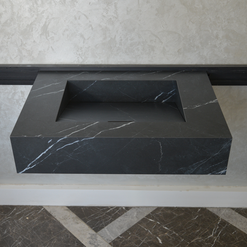 Nero Marquinia Black Engineered Stone Sink Handcrafted High Gloss Modern Designs, photo 7 of 10