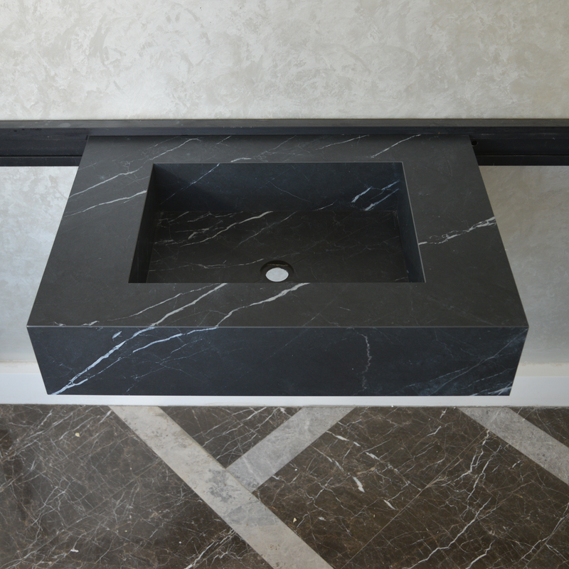 Nero Marquinia Black Engineered Stone Sink Handcrafted High Gloss Modern Designs, photo 8 of 10